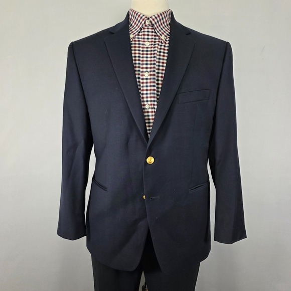 Lauren Ralph Lauren Men's Sport Coat Blazer Two Button Navy Twill Wool 42S